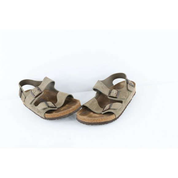 Vintage Birkenstock Mens Size 10 Leather Buckle Straps Sandals Shoes Gray